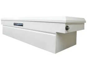 LUND 70-Inch Cross Bed Truck Tool Box Full Size Single Lid Steel Push Button White (16 Gauge Steel)